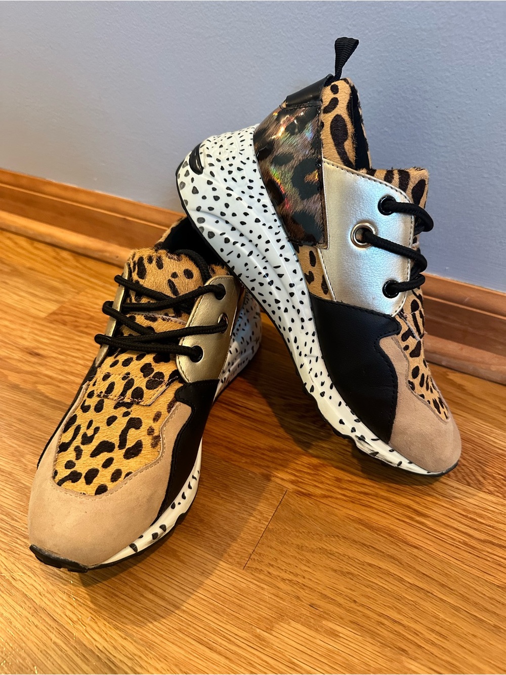Steve Madden Women's Cliff Sneaker Leopard Print Mixed-Material | Size 7